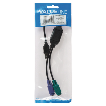 VLCP60830B03 Usb 2.0 kabel usb a male - 2x ps/2 female 0.30 m zwart Verpakking foto